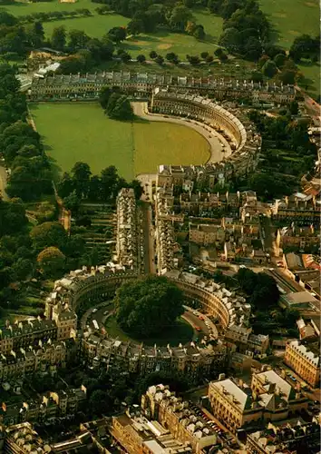 AK / Ansichtskarte  Bath__UK Royal Crescent and the Circus aerial view