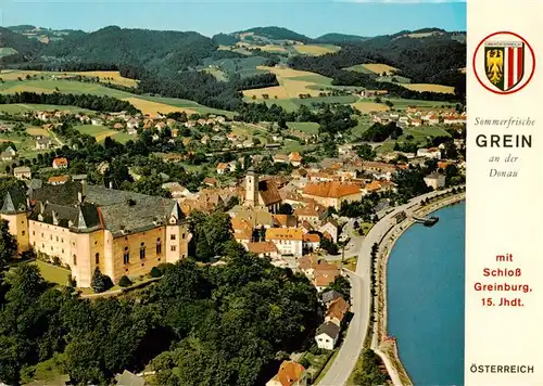 AK / Ansichtskarte  Grein_Donau_Oberoesterreich_AT Panorama mit Schloss 15. Jhdt.