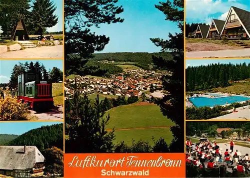 AK / Ansichtskarte 73941820 Tennenbronn Ferienpark Tennenbronn Bungalowdorf Panorama Schwimmbad Lok Kurkonzert