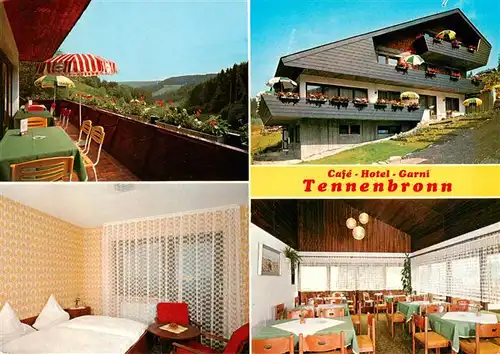 AK / Ansichtskarte 73941837 Tennenbronn Cafe Hotel Garni Tennenbronn Balkon Gaestezimmer Gastraum