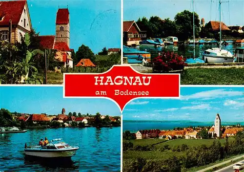 AK / Ansichtskarte  Hagnau_Bodensee Kirche Yachthafen Seepartien