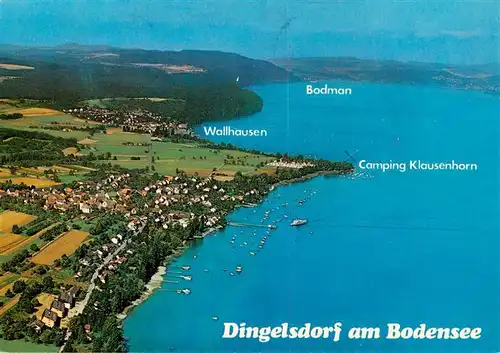 AK / Ansichtskarte 73941868 Dingelsdorf_Konstanz_Bodensee Fliegeraufnahme mit Wallhausen und Campingplatz Klausenhorn
