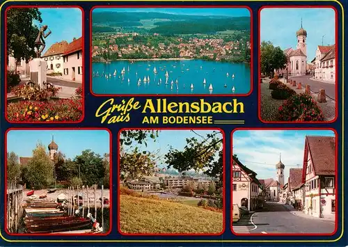 AK / Ansichtskarte 73941900 Allensbach_Bodensee Fliegeraufnahme Kirche Bootsliegeplatz Park Ortspartie