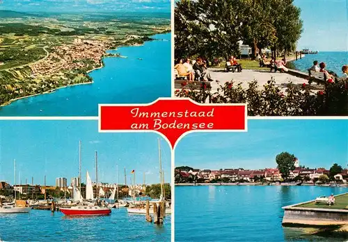 AK / Ansichtskarte  Immenstaad_Bodensee Fliegeraufnahme Promenade Bootshafen Seepanorama