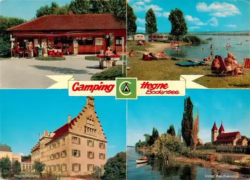 AK / Ansichtskarte  Hegne_Konstanz Camping Hegne Strandpartie Kloster Insel Reichenau