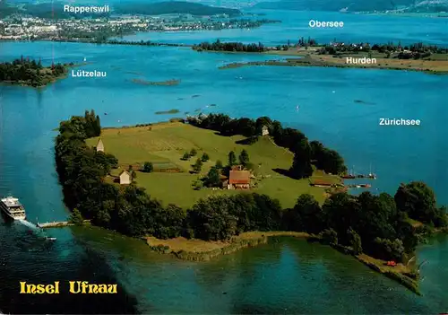 AK / Ansichtskarte  Insel_Ufenau Fliegeraufnahme mit Luetzelau Rapperswil Obersee Zuerichsee
