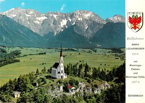 AK / Ansichtskarte  Maria_Locherboden_Moetz_Silz_Tirol_AT Fliegeraufnahme mit Wallfahrtskirche Maria Locherboden Mieminger Plateau und Mieminger Kette