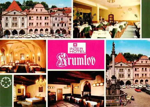 AK / Ansichtskarte  Cesky_Krumlov_Krumau_Moldau_CZ Interhotel Krumlov Gastraeume Zimmer Marktplatz