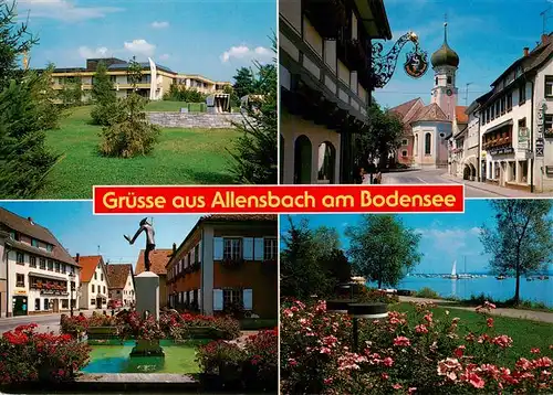 AK / Ansichtskarte 73942078 Allensbach_Bodensee Sanatorium Kirche Brunnen Park