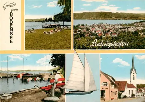 AK / Ansichtskarte  Ludwigshafen_Bodman-Ludwigshafen_Bodensee Liegewiese Panorama Yachthafen Kirche