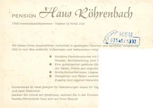 AK / Ansichtskarte 73942092 Immenstaad_Bodensee Pension Haus Roehrenbach