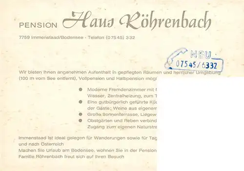 AK / Ansichtskarte  Immenstaad_Bodensee Pension Haus Roehrenbach