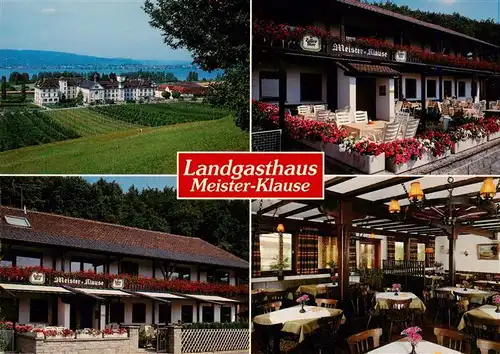 AK / Ansichtskarte 73942104 Hegne_Konstanz Landgasthaus Meister Klause Gastraum Terrasse