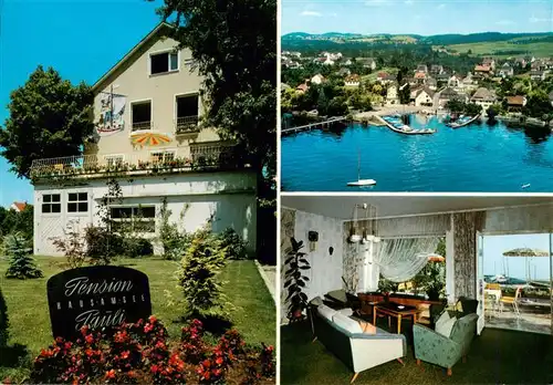 AK / Ansichtskarte 73942119 Hagnau_Bodensee Pension Haus am See Gaststube Fliegeraufnahme 