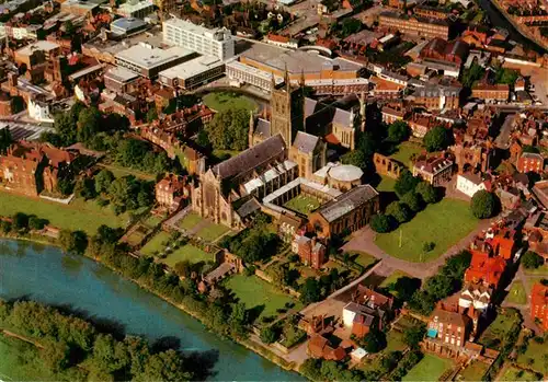 AK / Ansichtskarte  Worcester__UK Cathedral aerial view