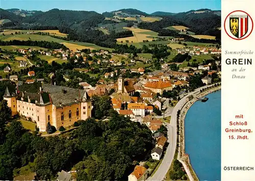 AK / Ansichtskarte  Grein_Donau_Oberoesterreich_AT Panorama mit Schloss Greinburg 15. Jhdt.