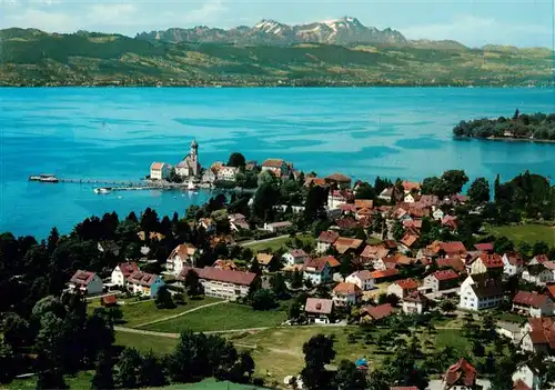 AK / Ansichtskarte  Wasserburg_Bodensee Panorama mit Blick auf die Alpen