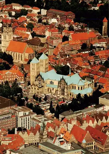 AK / Ansichtskarte  Muenster___Westfalen Stadtzentrum St. Paulus-Dom ueberwasserkirche und Buddenturm