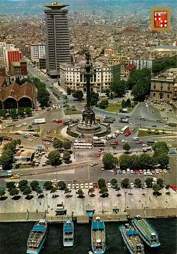 AK / Ansichtskarte  Barcelona_Cataluna_ES Colon y puerto vista aérea