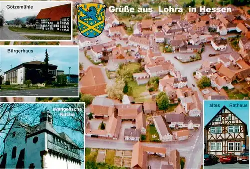 AK / Ansichtskarte  Lohra_Hessen Luftaufnahme Goetzemuehle Buergerhaus Kirche Rathaus