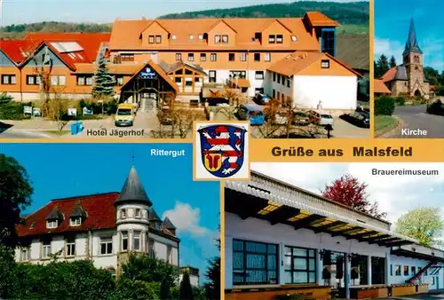 AK / Ansichtskarte 73942237 Malsfeld Hotel Jaegerhof Kirche Rittergut Brauereimuseum