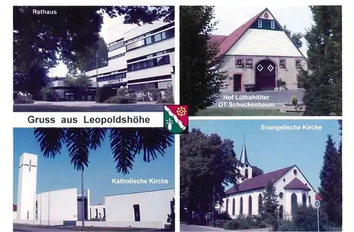 AK / Ansichtskarte 73942239 Leopoldshoehe_Lippe_NRW Rathaus Hof Luetkehoelter Kirchen