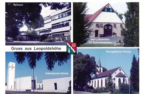 AK / Ansichtskarte  Leopoldshoehe_Lippe_NRW Rathaus Hof Luetkehoelter Kirchen