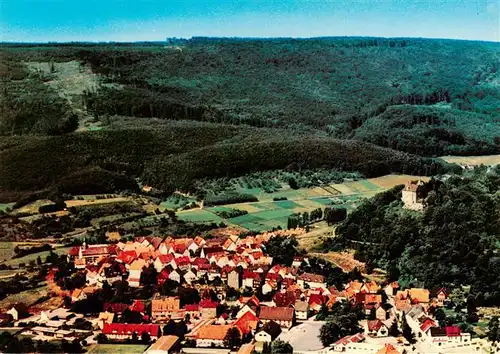 AK / Ansichtskarte 73942259 Schwalenberg Panorama mit Burg im Hintergrund das Hohe Moerth