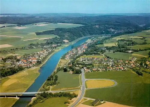 AK / Ansichtskarte  Herstelle_Weser und Wuergassen mit neuer Weserbruecke