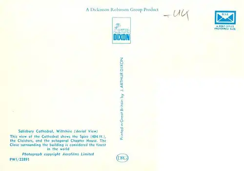 AK / Ansichtskarte  Salisbury___Wiltshire_UK Cathedral Cloisters Chapter House aerial view