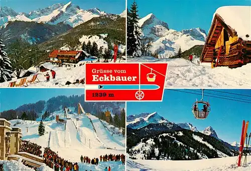 AK / Ansichtskarte 73942299 Garmisch-Partenkirchen Berggasthof Eckbauer Wintersportplatz Alpen Olympia-Skistadion