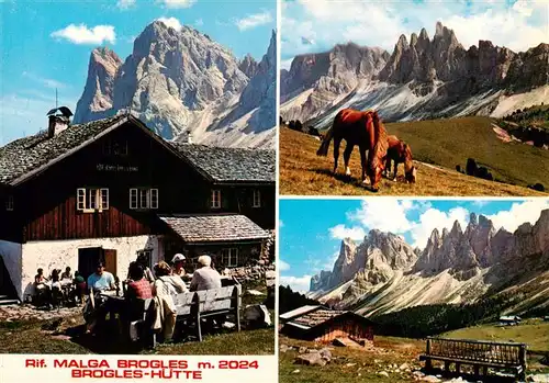 AK / Ansichtskarte 73942302 Rifugio_Malga_Brogles_Brogleshuette_2024m_IT Berghuette Dolomiten Pferde