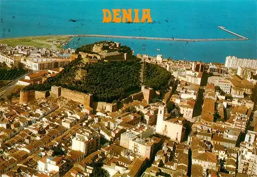 AK / Ansichtskarte 73942307 Denia_Costa_Blanca_ES Vista aerea Pueblo y Castillo