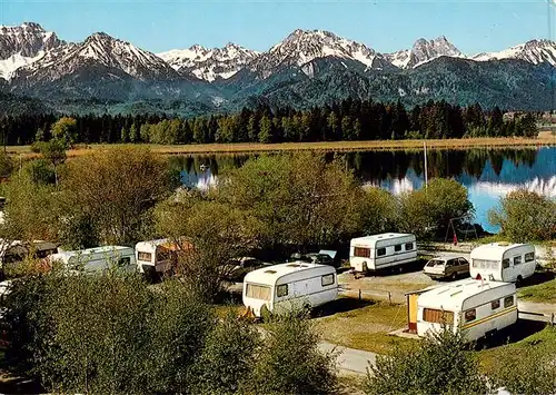 AK / Ansichtskarte 73942349 Hopfen_See Campingplatz Hopfensee Alpenpanorama