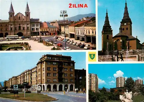 AK / Ansichtskarte  Zilina_Sillein_Silein_SK Motive Stadtzentrum Kirche Wohnsiedlung Hochhaeuser