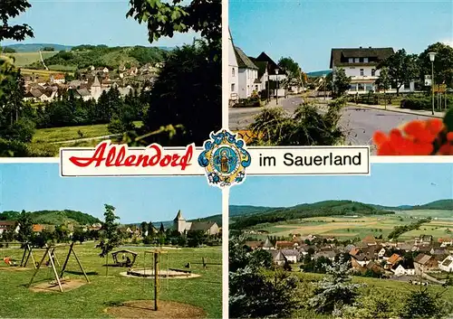 AK / Ansichtskarte 73942424 Allendorf_Sauerland_Sundern Panorama Ortspartien Kinderspielplatz