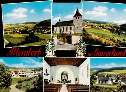 AK / Ansichtskarte 73942430 Allendorf_Sauerland_Sundern Panorama Kirche Inneres Teilansichten