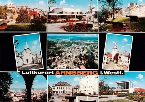 AK / Ansichtskarte  Arnsberg__Westfalen Panorama Stadtmauer Kirchen Fliegeraufnahme Ortspartie Rathaus Halle