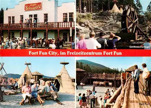 AK / Ansichtskarte  Bestwig Fort Fun City im Freizeitzentrum Saloon Goldwaschanlage Indianerlager Fort Fun