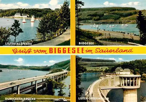 AK / Ansichtskarte 73942520 Biggesee Listertalsperre Biggesee Dumicketalbruecke Lister Sperrmauer