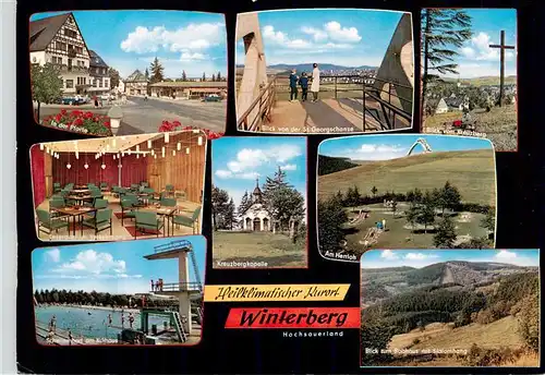 AK / Ansichtskarte  Winterberg__Hochsauerland_NRW In der Pforte Blick von der St Georgsschanze und vom Kreuzberg Leseraum Kreuzbergkapelle Am Herrloh Schwimmbad Bobhaus mit Slalomhang