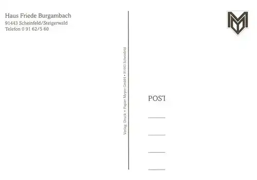 AK / Ansichtskarte  Scheinfeld_Steigerwald_Bayern Haus Friede Burgambach