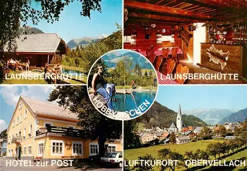 AK / Ansichtskarte 73942666 Obervellach_Kaernten_AT Launsberghuette Gaststube Hobbyfischen Hotel zur Post Ortsansicht