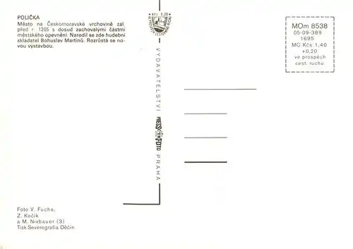 AK / Ansichtskarte  Policka_CZ Mesto na Ceskomoravske vrchovine zal pied s dosud zachovalymi castmi mestskeho opeveni Narodil se zde hudebni skladatel Bohuslav Martinu Rozruesta se novou vystavbou