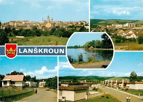 AK / Ansichtskarte 73942764 Lanskroun_Landskron_CZ Pohled na mesto Nova vystavby koupaliste Albrechtice Vystavba rodinnych domku