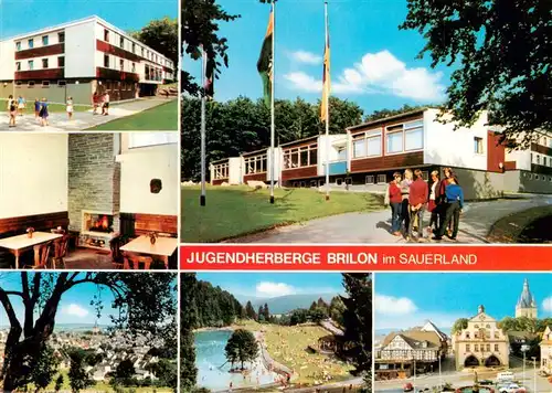 AK / Ansichtskarte 73942846 Brilon Jugendherberge Teilansichten Schwimmbad Marktplatz