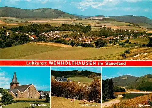 AK / Ansichtskarte  Wenholthausen_Eslohe_Sauerland Fliegeraufnahme Kath Kirche Im Wildpark Sportsee