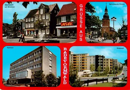 AK / Ansichtskarte 73942923 Radevormwald Marktplatz mit Brunnen Ref Kirche Rathaus Suedstadt