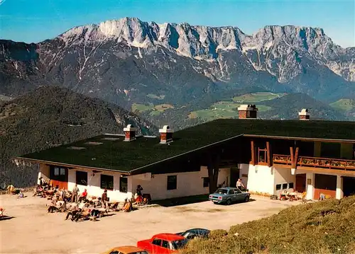 AK / Ansichtskarte 73942942 Berchtesgaden Berggaststaette Oberahornkaser mit Untersberg Rossfeldhoehen-Ringstrasse