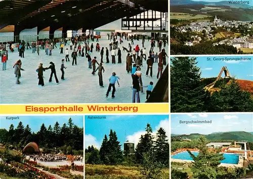 AK / Ansichtskarte 73942959 Winterberg__Hochsauerland_NRW Eissporthalle Panorama Skisprungschanze Kurpark Astenturm Freibad